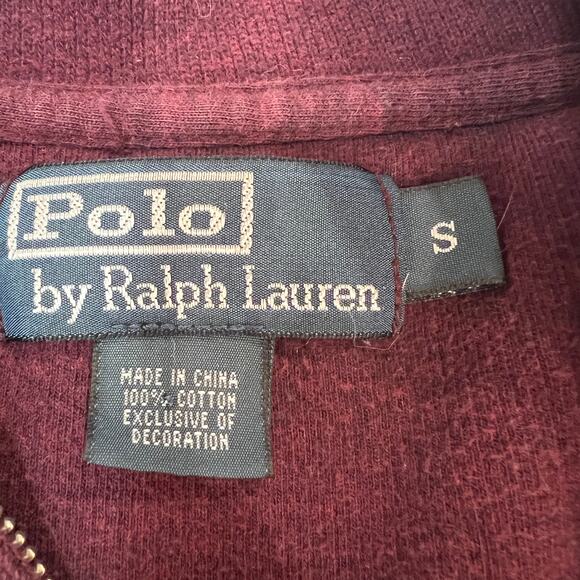 Polo Ralph Lauren Men’s Small Burgundy 1/4 Zip 100% cotton Sweater - Picture 4 of 12